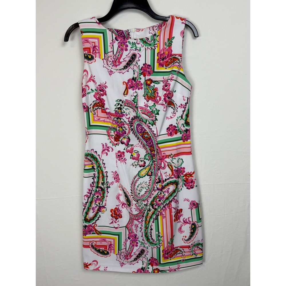 AGB Paisley‎ Floral Sheath Dress Womens 8 White Multi-Color Sleeveless